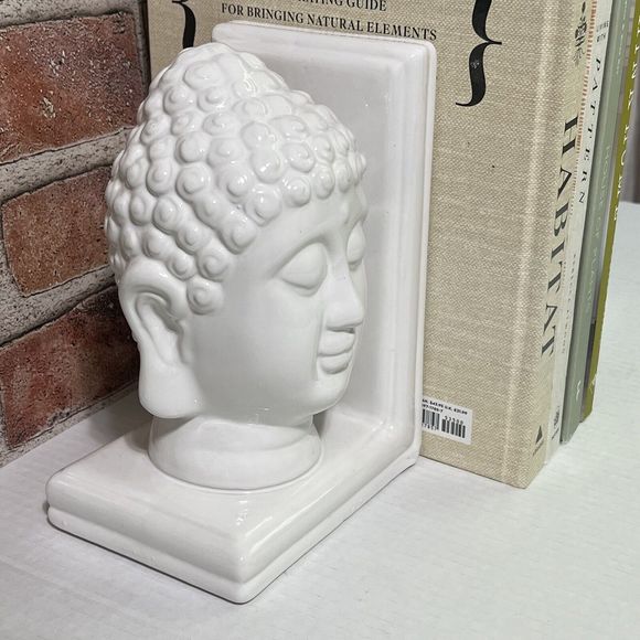 Buddha Bookends Set of 2 White Ceramic Oriental Zen Design Home Accent NWT - Picture 11 of 17